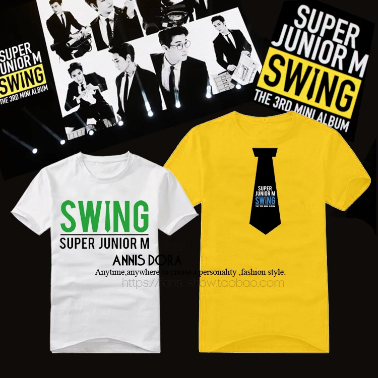 SUPER JUNIOR M The 3RD Mini Album SWING short sleeved T - shirt | Мужская одежда