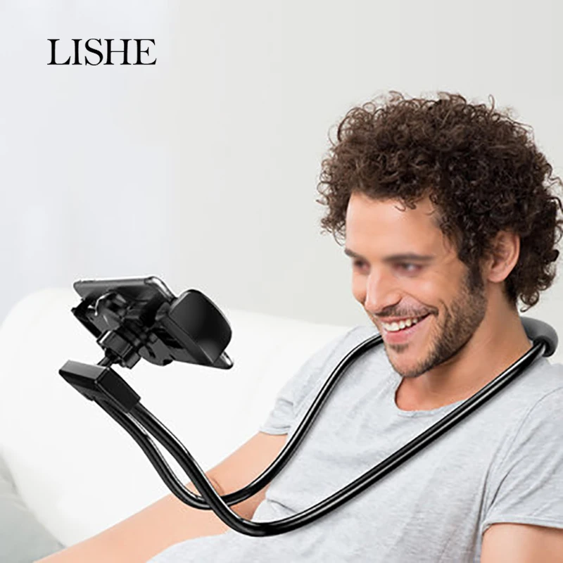 

Flexible Stretchable Lazy Neck Phone Holder Stand For iPhone 7 8 6 X Desktop 360 Rotating Mount Support For Samsung Xiaomi Stand