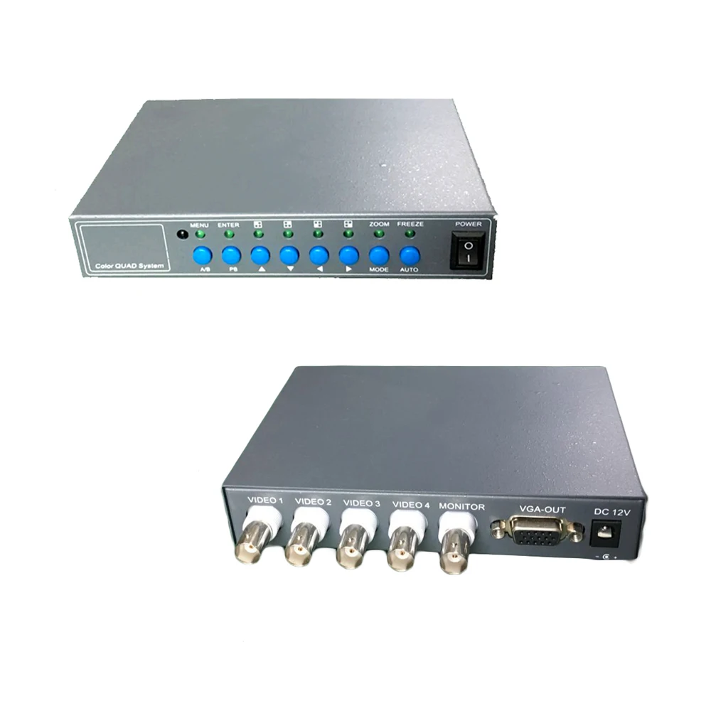 Yiispo 4ch Video Splitter Высокая производительность 4ch CCTV процессор видео Quad с VGA/BNC Выход и Дистанционное управление