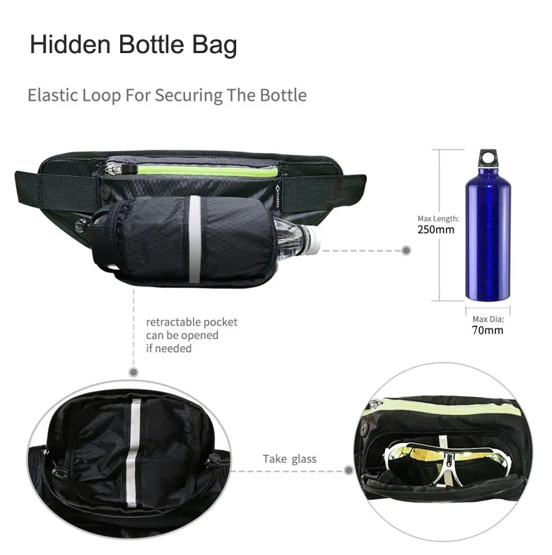 Спортивная сумка для бега Sireck, держатель для бутылки с водой, ремень для бега, поясная сумка, водонепроницаемая, поясная сумка для мужчин и женщин, спортивная сумка для спортзала, фитнеса