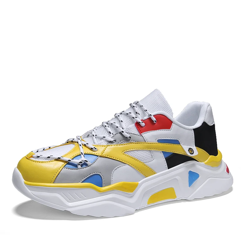

2019 Stylish Wedge Dad Chunky Shoes Hot Ins Harajuku Men Flat Sneakers Thick Sole Men Running Shoe Breathable Tied Male Trainner