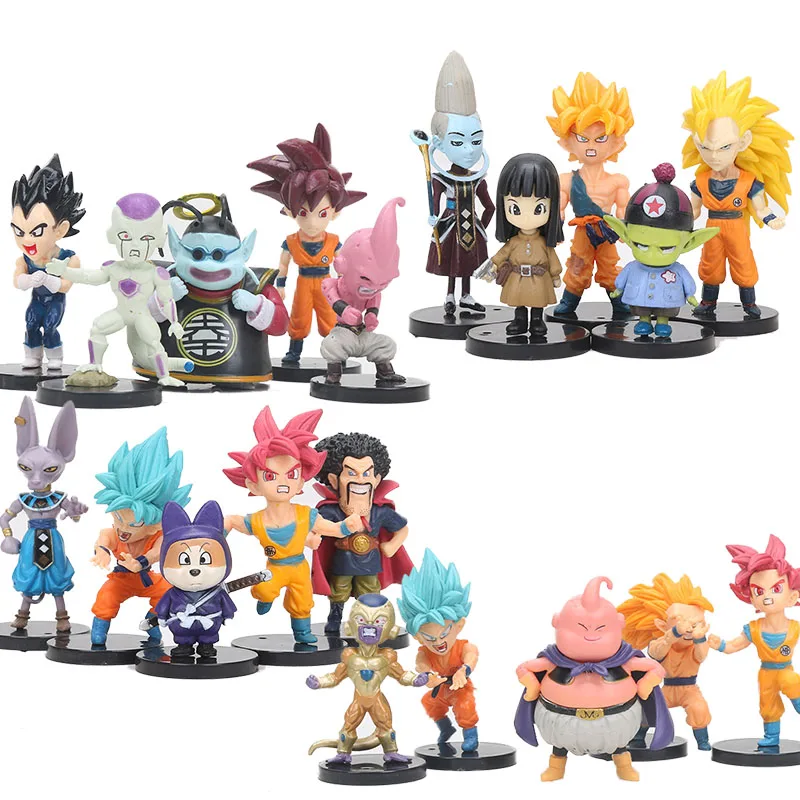 

10pcs/set dragonball z Action Figures Son gokou dragon ball z Super Saiyan Goku Buu Pilaf Hercule Cat Karin PVC Figures Toys