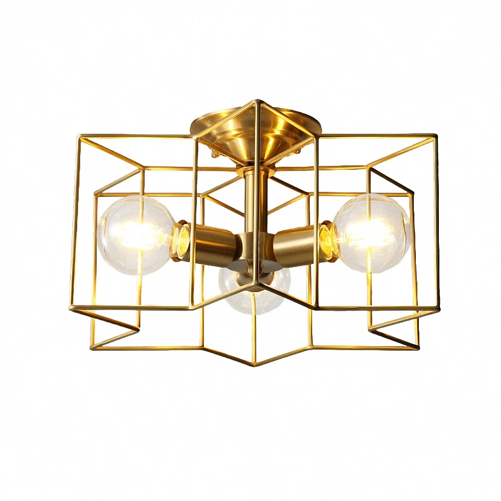 

Copper Ceiling Lights Nordic style luminaria Star shape table lamps for bedroom E27 Bulb Simple style led lights for home Line