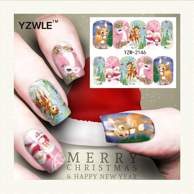 

YZWLE 1 Sheet Christmas Design DIY Decals Nails Art Water Transfer Printing Stickers Accessories For Manicure Salon (YZW-2146)