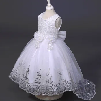 

Girls Dress Princess Party Dresses Front Long Back Wedding tutu dress Lace Toddler girl's clothes Style Children clothing