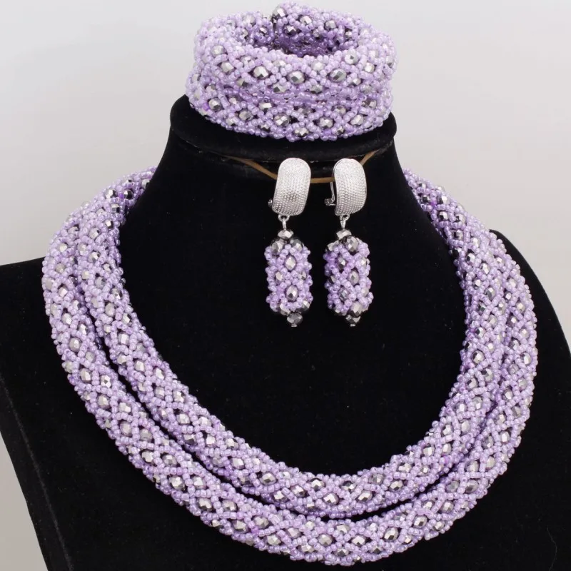 4UJewelry 18 8 дюймов индийский ювелирный набор Сиреневый и серебряный Африканский