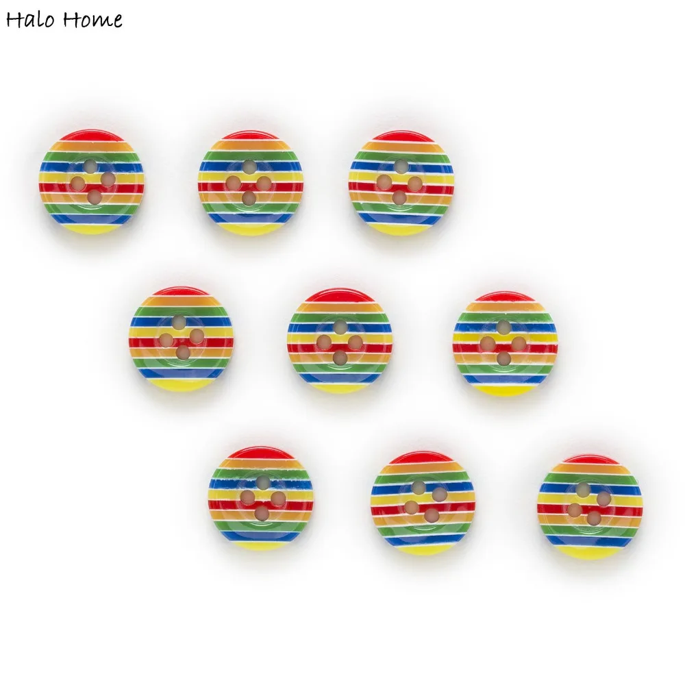 

30pcs 4 Holes Rainbow Resin Buttons Sewing Scrapbooking Handwork Clothing Home Gift Decor 13mm