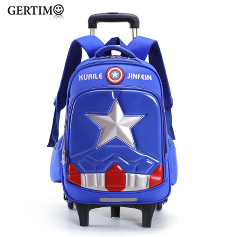 

New Children's Boys Girls School Trolley Backpacks with Wheels Removable Children Elementary School Satchel Bags Travel Luggage