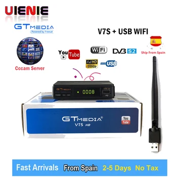 

UIENIE Freesat V7S HD DVB-S / S2 satellite Receiver full HD1080P + USB WIFI support Biss, Europe Clines 1 year PK V7 HD