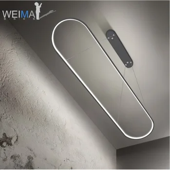 

Dimmable Ellipse Pendant Light / Wire Hanging Lamp of Athletic Track / Steel Frame+Polycarbonate Shade