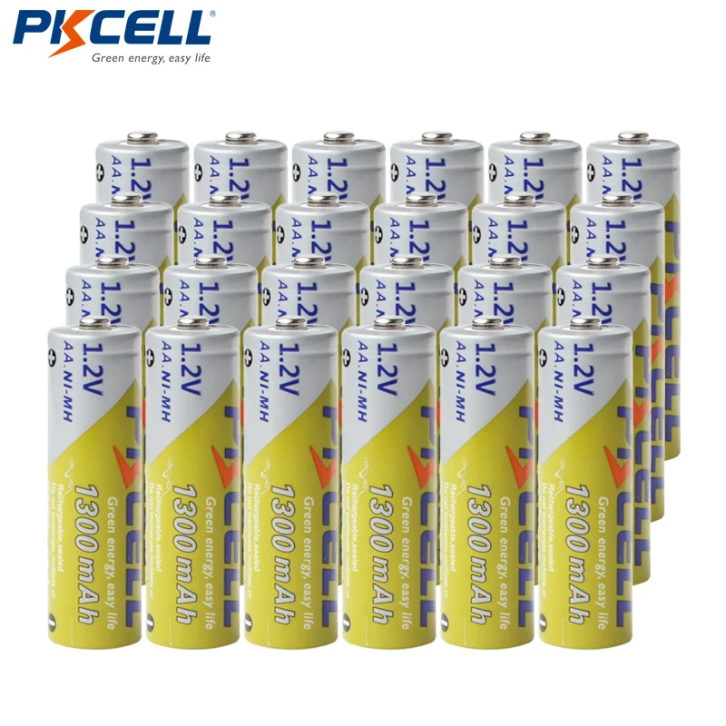24 шт. батареи PKCELL AA 1,2 V NIMH 2A 1300mAh Ni-MH AA Аккумуляторы для фонарика