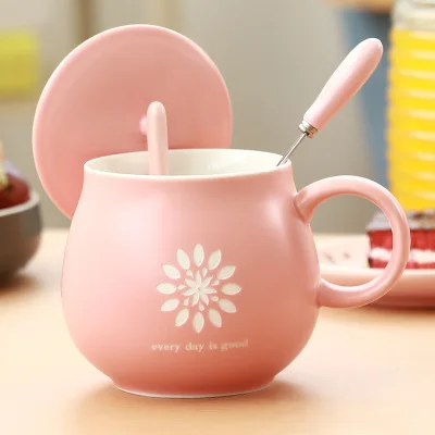 Креативный парный керамический кофе кружки с крышкой и ложкой дети молока чашки девушки подарок Изысканная Подарочная коробка Упаковка - Цвет: Черный