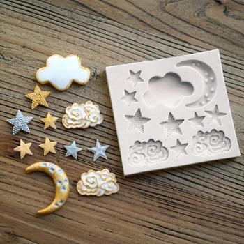 

DIY 3D Cake Decorating Mold Stars Moon Cloud Mould for Fondant Silicone Sugar Craft Cake Decorating Fondant Mold