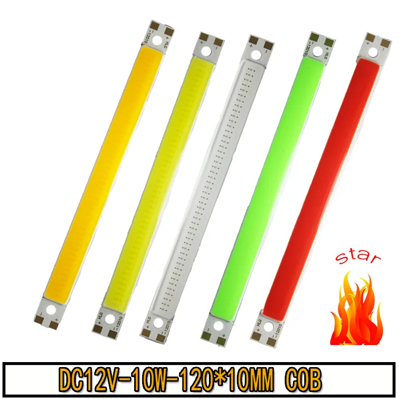 

10W Highlight LED Light Strip 120MM*10MM COB Super Cool White Warm White red Lights Strips Lamps DIY Car Work 12V COB Bar Light