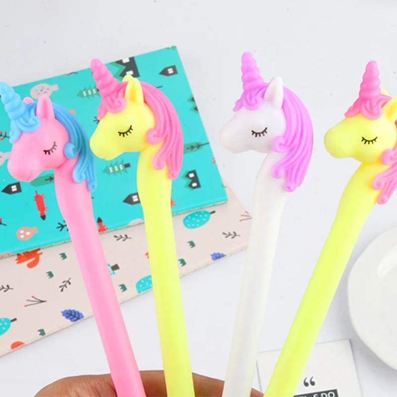 

3 pcs/lot Rainbow Unicorn Gel Pen for writing Cute black ink Signature Pen Escolar Papelaria School Supply Promotional Gift