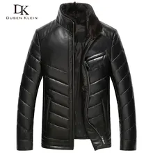 Dusen Кляйн новые роскошные кожаные пуховые пальто из натуральной кожи высокого качества мужские зимние пальто из овчины черные 61J5833 зимний костюм мужской дубленка