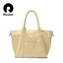 REALER women handbags patent leather ladies crossbody bag casual totes new arrivals high quality large capacity pink