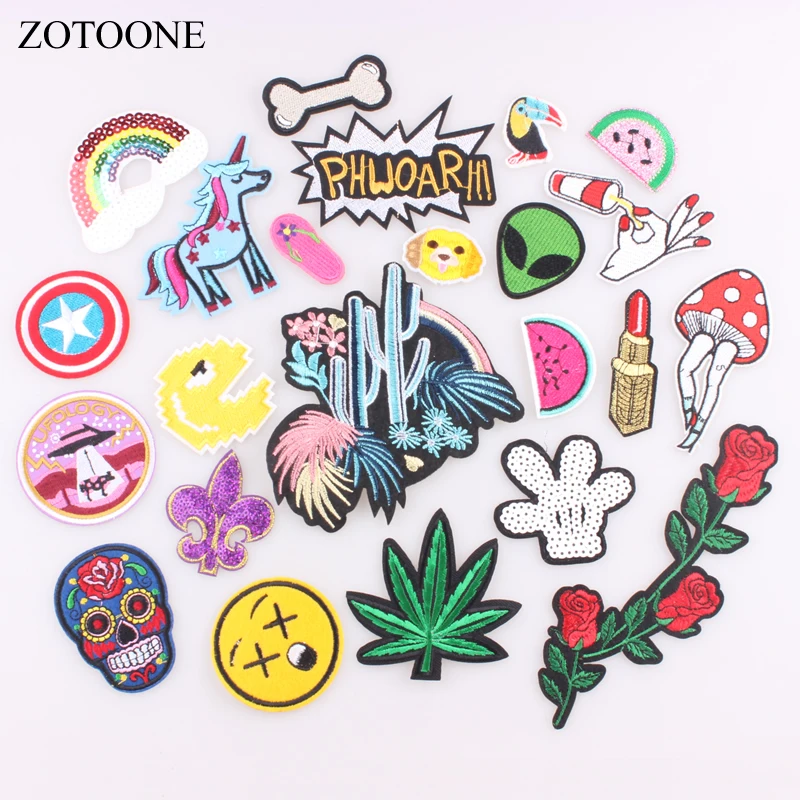 

ZOTOONE 1PC Cute Patches Logo Fruit Letter Patch Emoji Cheap Embroidered Iron On Kids Cartoon Patch For Clothes Jeans Applique B
