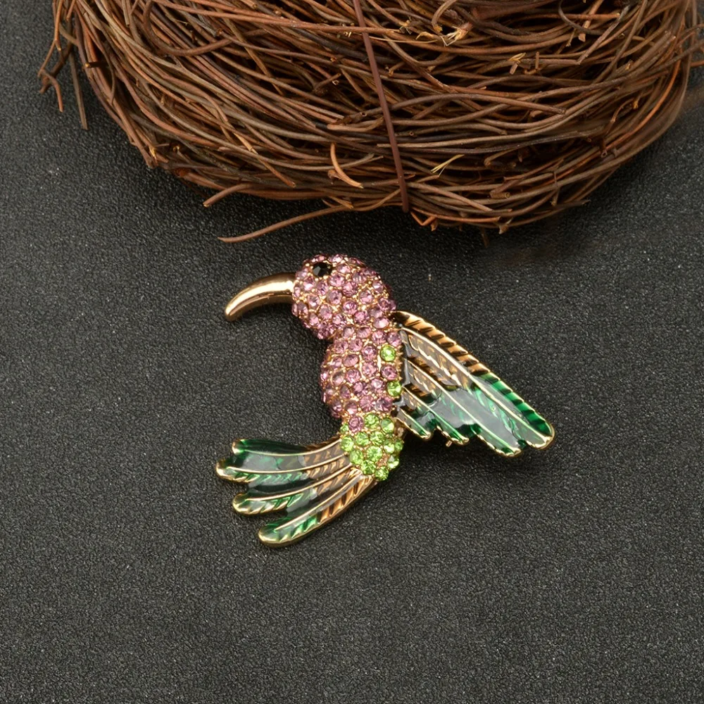 

MZC Colorful Bird Crystal Brooch for Womens Animal Brooches for Best Friends Suit Dress Channel Pin Broche Bulgaria Jewelry