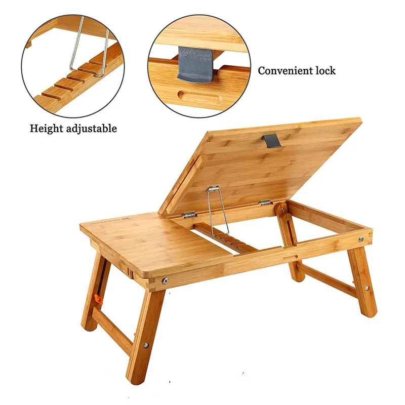 Laptop Desk Kids Table Adjustable 100% Bamboo Foldable Breakfast Serving Bed Tray Tilting Top Drawer TV Dinner Tray Laptop Desk Kids Table Adjustable 100% Bamboo Foldable Breakfast Serving Bed Tray Tilting Top Drawer TV Dinner Tray