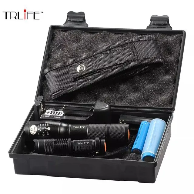 Achat Lampe de poche tactique extérieure LED Super T6 L2 torche Zoom Ultra brillante avec batterie + Mini lampe de poche + chargeur pour cadeau de camping