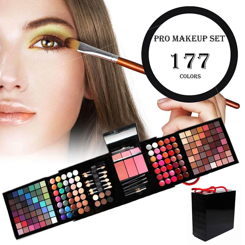 

177 Colors Makeups Palette Kit Matte Glitter Eyeshadow Pallete Blush Eyebrow Powder Set YUF99