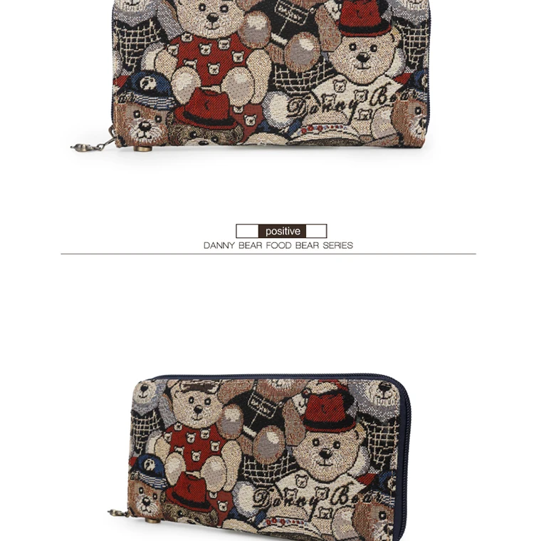 5-DANNY BEAR Original Design Women Wallets Female Casual Canvas Coin Purses Card Houlders Fresh Style Clutch For Teenager Girls