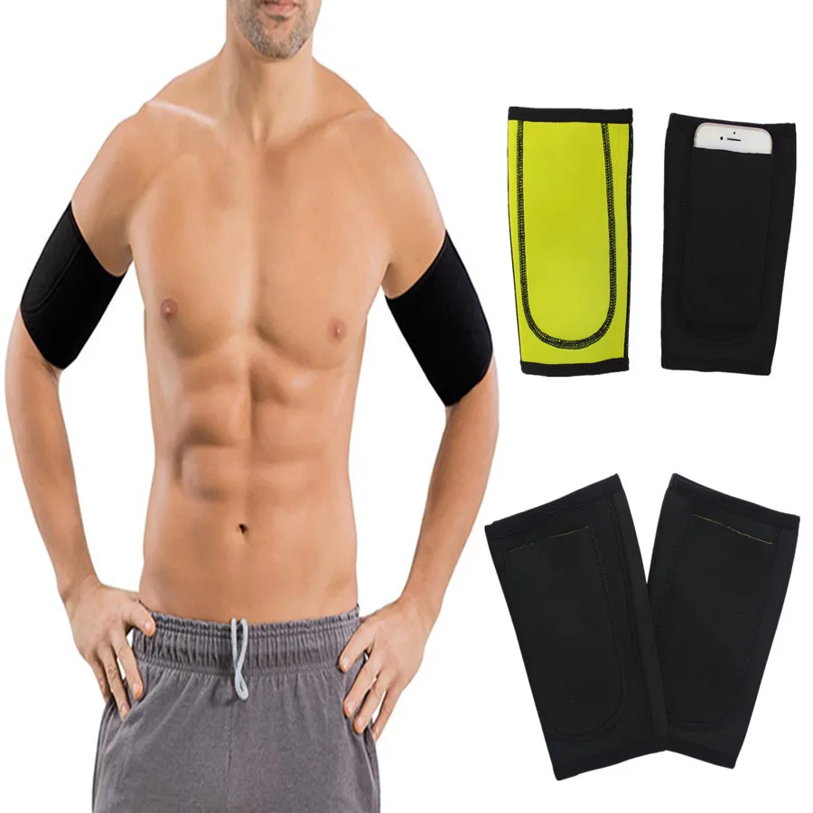

Men 1 Pair Arm Sleeve Sauna Sweat Body Shapers Running Arm Warmers Fitness Slimming Trimmer Compression Support Fitness Neoprene