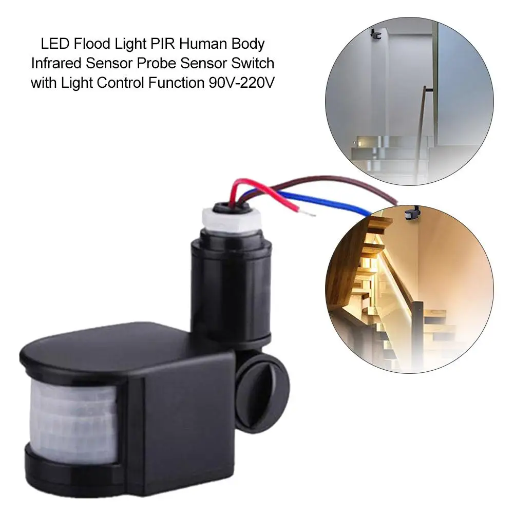1pc LED Flood Light Motion Sensor 90V-220V Automatic Infrared PIR Movement Detector with Light Control Function for Floodlight