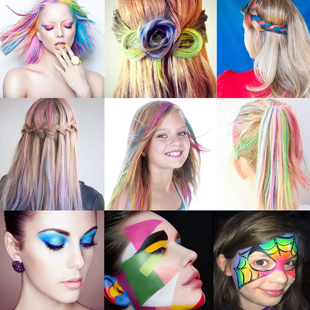 12 Color Temporary Hair Dye Hair Chalk Pens Crayon For Hair Colorly Dye Face Kit Safe 3