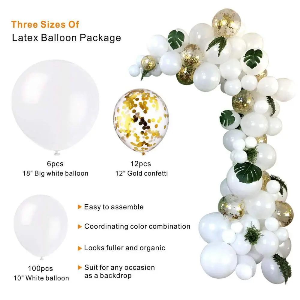 118pcs Mix White Party Background Balloon Garland Gold Confetti Baby Shower Wedding 1st Birthday Party Decoration Balloon 118pcs Mix White Party Background Balloon Garland Gold Confetti Baby Shower Wedding 1st Birthday Party Decoration Balloon