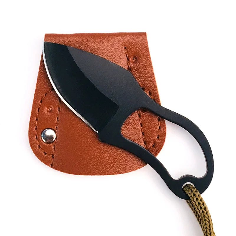 

Multifunctional Protable Outdoor Camping Knife Rescue Survival Outdoor Camping Mini Carabiner Small Knife With Leather Cover