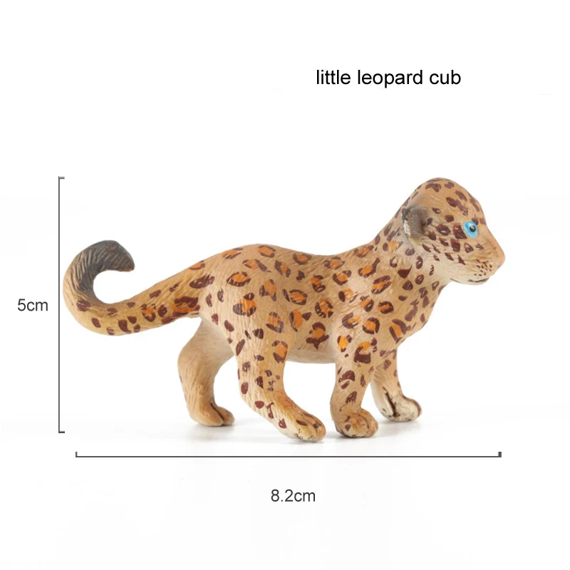Детские игрушки, пластиковая фигурка животного из зоопарка, олень, леопард, бегемот, медведь, модель животного, мини-фигурка, набор, аксессуары для домашнего декора - Цвет: little leopard cub