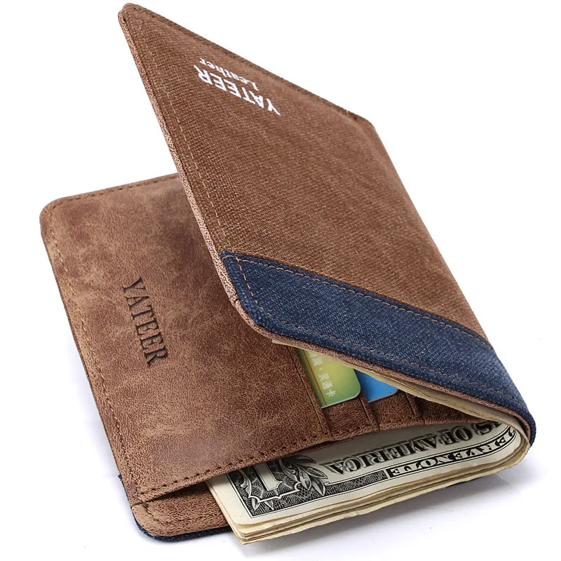 2015 Fashion Men's Wallets Denim Canvas Thin Men's small Wallet Men's Purses Short Mini Male Wallet Male Quality Money Purses