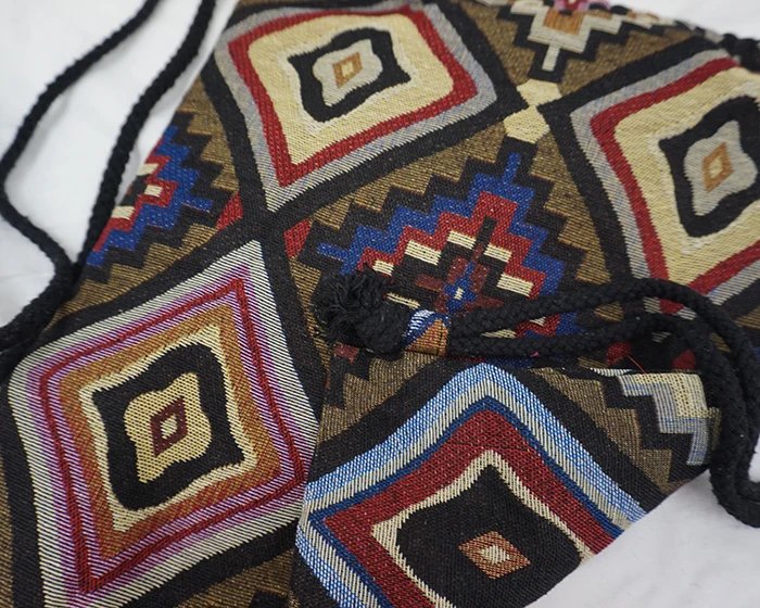 2022 Women Fabric Backpack Female Gypsy Bohemian Boho Chic Aztec Ibiza Tribal Ethnic Cottage Soft Brown Drawstring Rucksack Bags