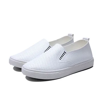 

2019 Fashion new non-slip breathable leather women casual shoes Pure color flat shoes zapatos de mujer E868