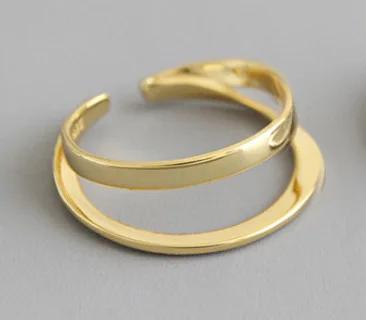 F.I.N.S S925 Серебряное кольцо INS, минималистичное Двухслойное гладкое женское кольцо, индивидуальность, открытое корейское серебряное кольцо 925 - Цвет основного камня: Gold