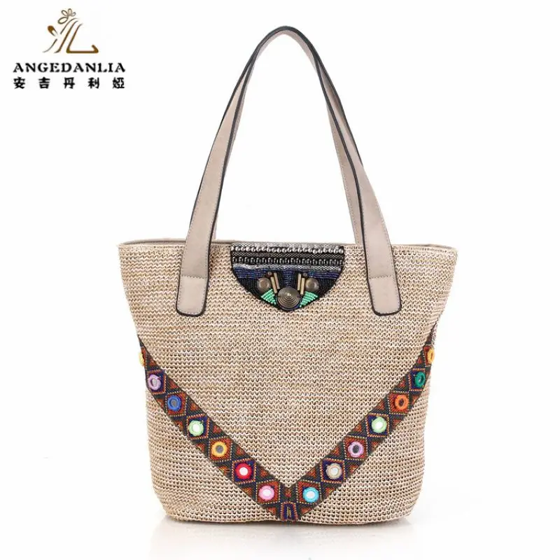 

Embroidered Women Bohemian Bali Straw handbag Hippie Gypsy Women Tote Bags Ethnic Bag shoulder Bag crossbody bags bolsos