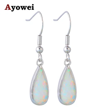 

Summer Style White Fire Opal Silver Stamped Health Nickel Lead Free Dangle Earrings Fashion Jewelry Opal Jewelry OE573A