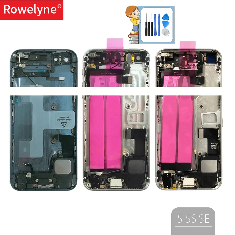 Полный корпус для iphone 5S 5 5G SE задняя крышка Батарейная дверь средняя рамка Корпус s с гибким кабелем в сборе на заказ Imei