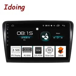 Idoing 10,2 "1Din автомобиль Android 8,0 Радио Аудио мультимедийный плеер 2.5D ips 4 г + 32 г 8 Core Fit Skoda Superb 2008-2014 gps навигации