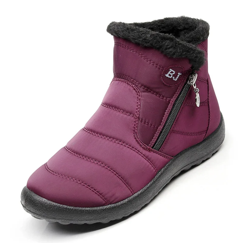 Новые женские ботинки; теплая зимняя обувь; женские труба зимние ботинки; повседневные водонепроницаемые ботинки на молнии из толстого плюша и хлопка; большие размеры 35-43