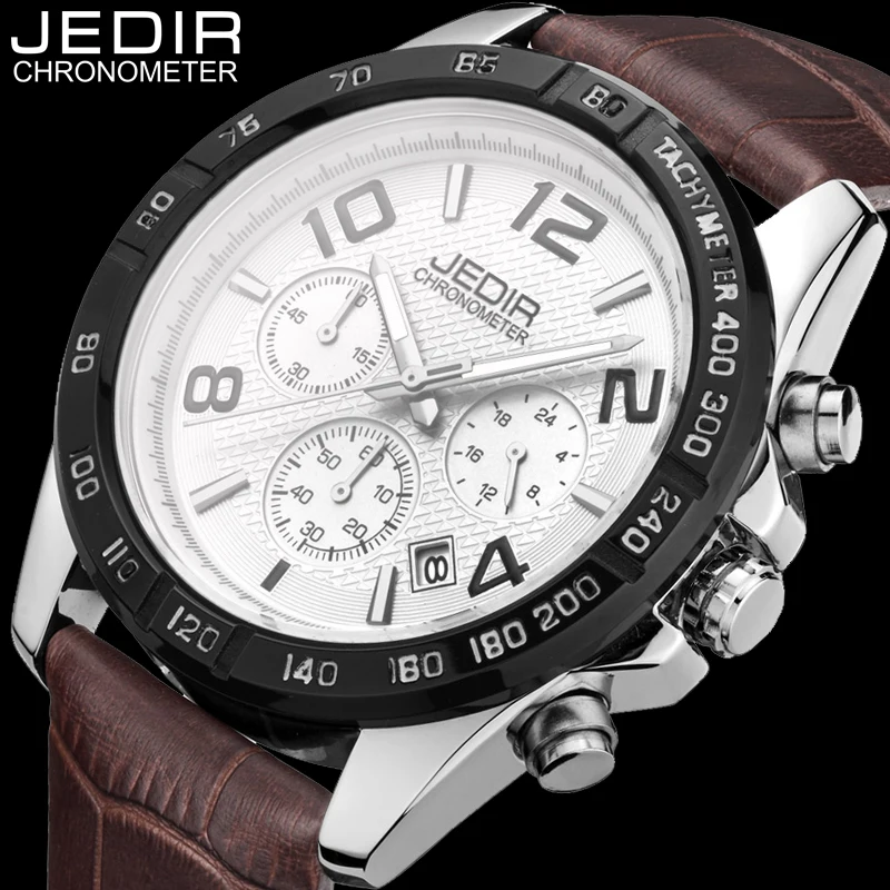 

JEDIR Quartz Watch Men Fashion Leather Watches Men Wristwatch Chronograph 24 Hours Clock relogio masculino Christmas gifts O04