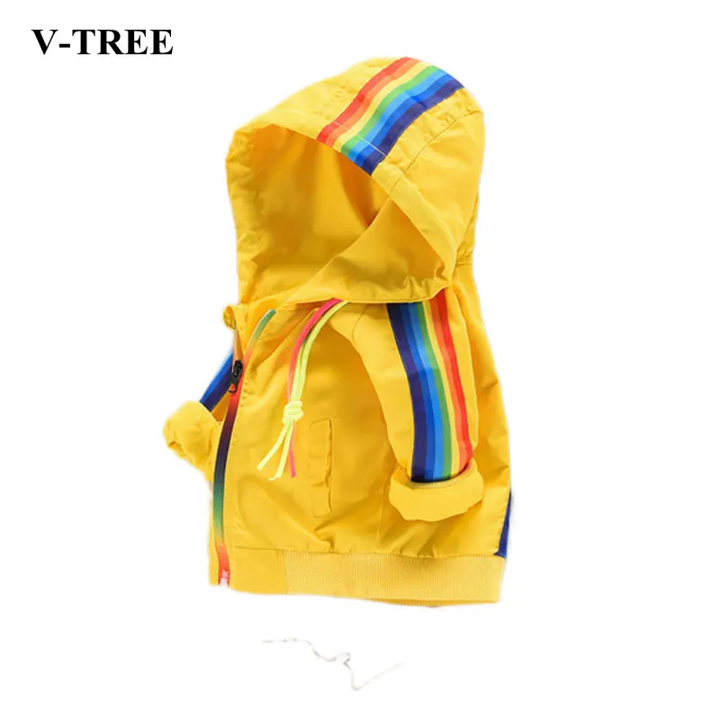 Autumn Winter Jacket For Boys Rainbow Child Outerwear Girls Hooded Jacket Colored Baby Outerwear Toddler Raincoat