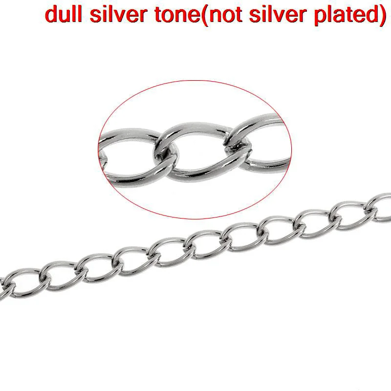

DoreenBeads Stainless Steel Link-Opened Curb Chains Findings dull silver color 5.5mm x 3.5mm,3M (B31360)