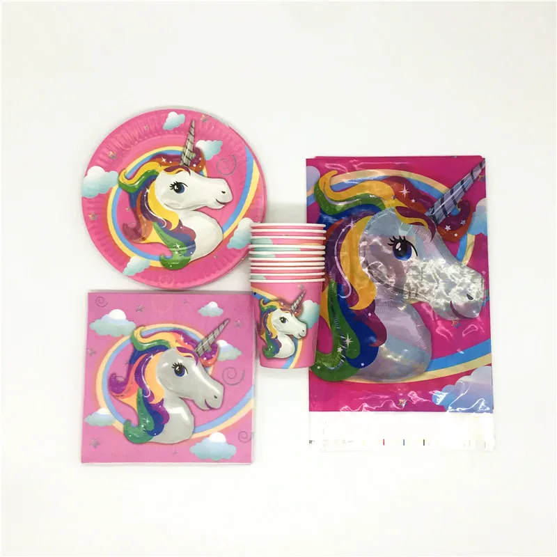 

Unicorn Cartoon 61PCS/set Birthday Decorations Kids Moana Supplies Party Tableware Minnie Set Cartoon Disposable Party Supplies