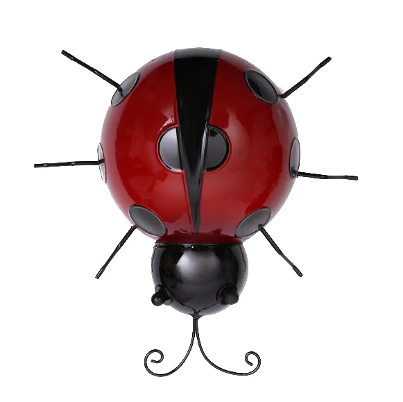 Metal Garden Wall Art Decorative Set of 2 Cute Ladybugs Wall Sculptures Ladybird Decor Figure 10cm 16cm