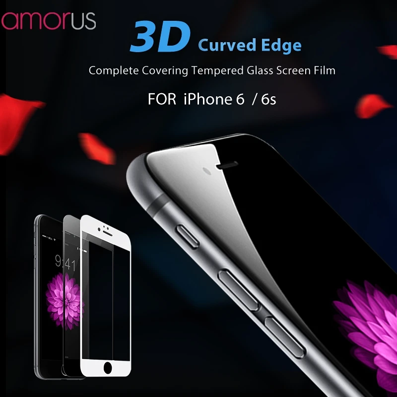 Amorus для iPhone 6 4.7 дюйма/6S полное покрытие закаленное Стекло Экран Плёнки HD 9 H 3D