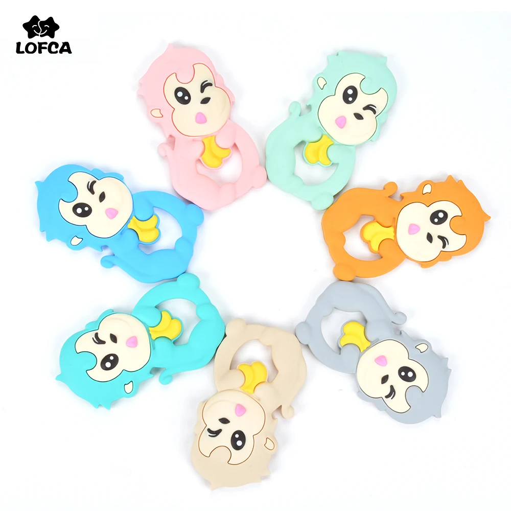 

Silicone Monkey Teether BPA Free Teething Necklaces Pendant Toys For Baby Silicone Beads Nursing Jewelry Teething Accessory