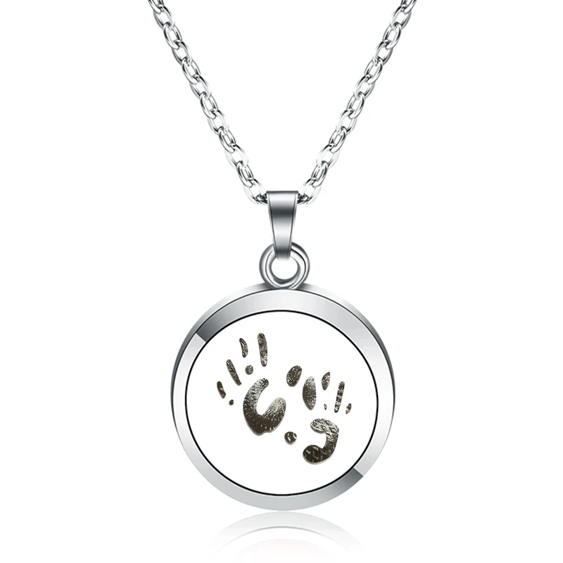 

Fashion Palm Aroma Diffuser Pendant Stainless Steel Magnetic Aromatherapy Essential Oil Diffuser Perfume Locket Necklace Jewelry